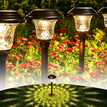 8 Pack Solar Pathway Lights, Solar Garden Lights Outdoor Warm White, Waterproof Led Path Lights for Yard, Patio, Landscape, Walkway (Brown)…