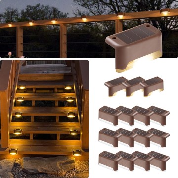 Led Solar Deck Lights, 16 Pack Waterproof for Outdoor Stairs, Step, Fence, Railing, Yard and Patio (Warm White)…