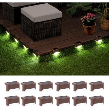 12 Pcs Solar Deck Lights, Bronze Finished Waterproof Led Solar Lamp for Outdoor Pathway, Yard, Patio, Stairs, Step and Fences. (Cool White)