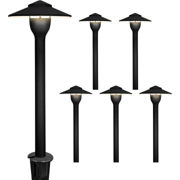 6-Pack Aluminum Pathway Lights, Low Voltage LED Landscape Path Light, 9-15V AC/DC Outdoor Walkway Lighting with 3W 3000K Integrated LED Chips for Yard Lawn, Ground Stake, IP68 UL-Listed