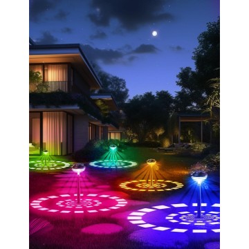 Solar Outdoor Lights, 8 Pack RGB Color Changing Solar Garden Lights, LED Solar Lights Outdoor Waterproof, 12 Hrs Long Lasting Landscape Lighting Solar Walkway Lights for Garden, Landscape, Path, Yard