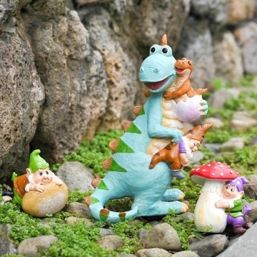 Dinosaur Gnomes Garden Statues Yard Decorations Outdoor Decor, Unique Dinosaur Gnome Housewarming Gifts for Mom. Women