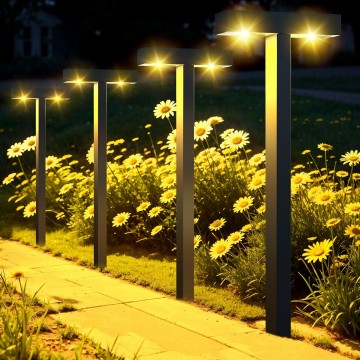 Solar Garden Lights Outdoor Waterproof, Bright LED Solar Pathway Lights for Outside, Dusk to Dawn Up to 10H Solar Powered Path Lights, Landscape Lighting for Yard, Patio (Warm Light,4 Pack