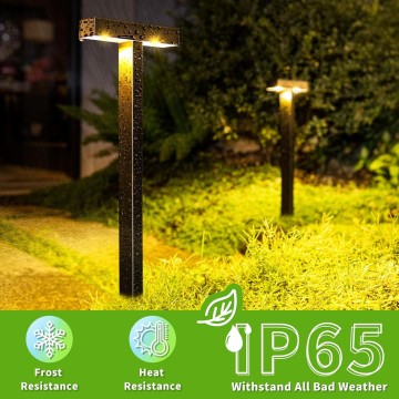 Solar Garden Lights Outdoor Waterproof, Bright LED Solar Pathway Lights for Outside, Dusk to Dawn Up to 10H Solar Powered Path Lights, Landscape Lighting for Yard, Patio (Warm Light,4 Pack